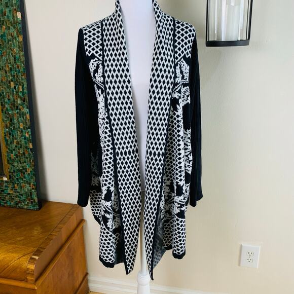 Roaman's Size 18 / 20 Cardigan Sweater Diamond Cage Open Front Cozy Knit Relaxed - Picture 3 of 14